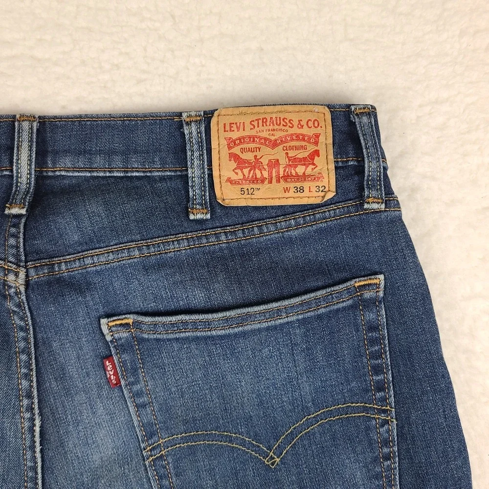Levi's 512 Jeans Mens 38x32 Blue Slim Taper Fit‎ Dark Wash Denim